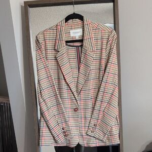 Plaid Blazer with Orange Highlights